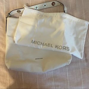Michael Kors white brooklyn large shoulder bag